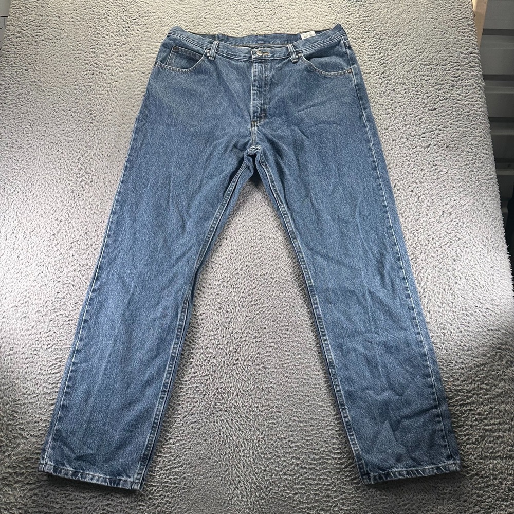 Wrangler Jeans Mens 38x32 Blue Cotton Denim Straight Leg Workwear Outdoor